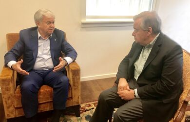 Встреча «без галстуков» Генерального секретаря ШОС Рашида Алимова с Генеральным секретарем ООН Антонио Гутерришем