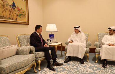 Генеральный секретарь ШОС с Вице-премьер-министром, Министром иностранных дел Государства Катар шейхом Мохаммадом Абдулрахманом Аль Тани
