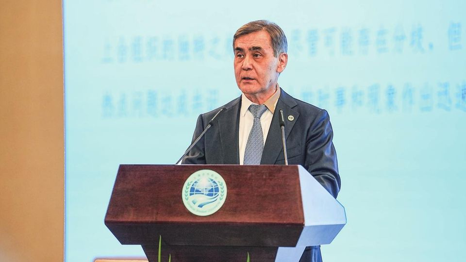 SCO Secretary-General Nurlan Yermekbayev gives a keynote speech at the 25th anniversary of the Shanghai Cooperation Organisation in Beijing on June 15, 2026. Photo: Courtesy of the SCO Secretariat
