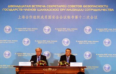 Совместная пресс-конференция Генерального секретаря ШОС и Секретаря Совета Безопасности Казахстана