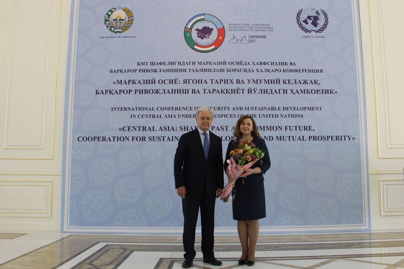 SCO Secretary-General congratulates Natalia Gherman on the anniversary of the UN Regional Centre for Preventive Diplomacy for Central Asia Встреча со специальным представителем Генерального секретаря ООН и главой Регионального центра по превентивной дипломатии в Центральной Азии Н.Герман