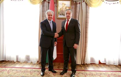 Встреча Генерального секретаря ШОС Р.Алимова с Министром иностранных дел Республики Таджикистан С.Асловым