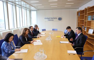 Встреча Генерального секретаря ШОС Владимира Норова с новым Исполнительным директором УНП ООН Гада Вали